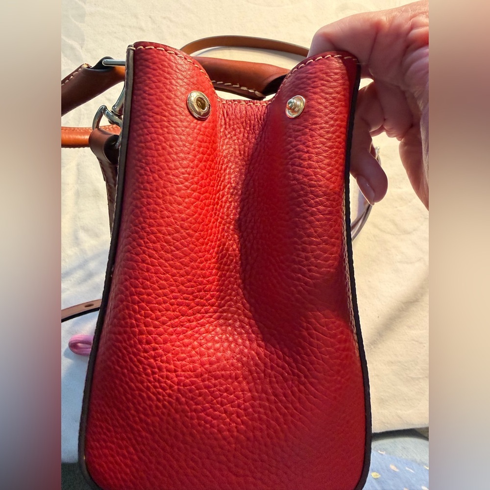 Dooney & Bourke Red Leather Textured Pebble Grain Satchel - Picture 14 of 15
